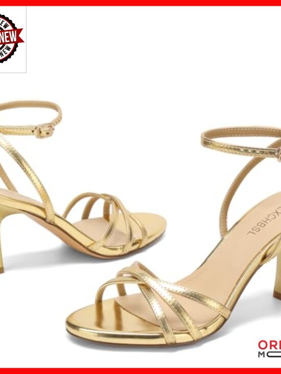 Women\'s 3-Inch Heeled Sandals Round Toe Ankle Strap Dress Shoes Wedding Party